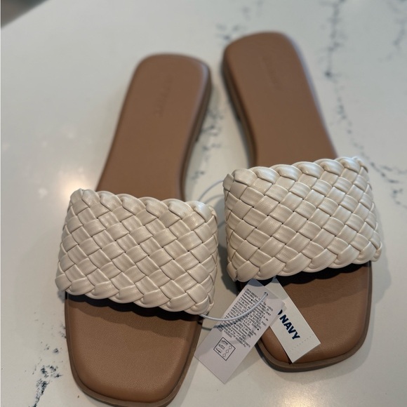 Old Navy Women's Woven Cream Slide Sandals - Picture 1 of 4